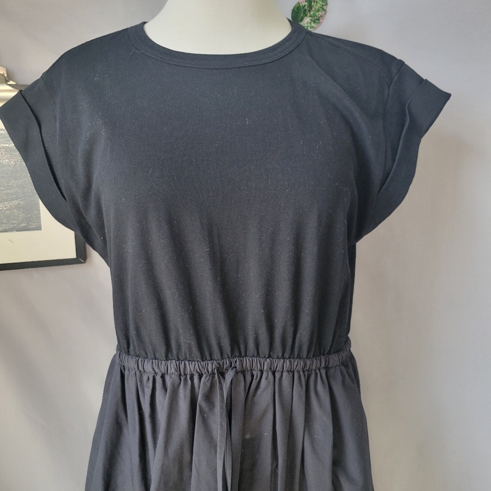 La Ligne Wilhelmina T-Shirt Midi Dress with Shirring Black M - Picture 3 of 13